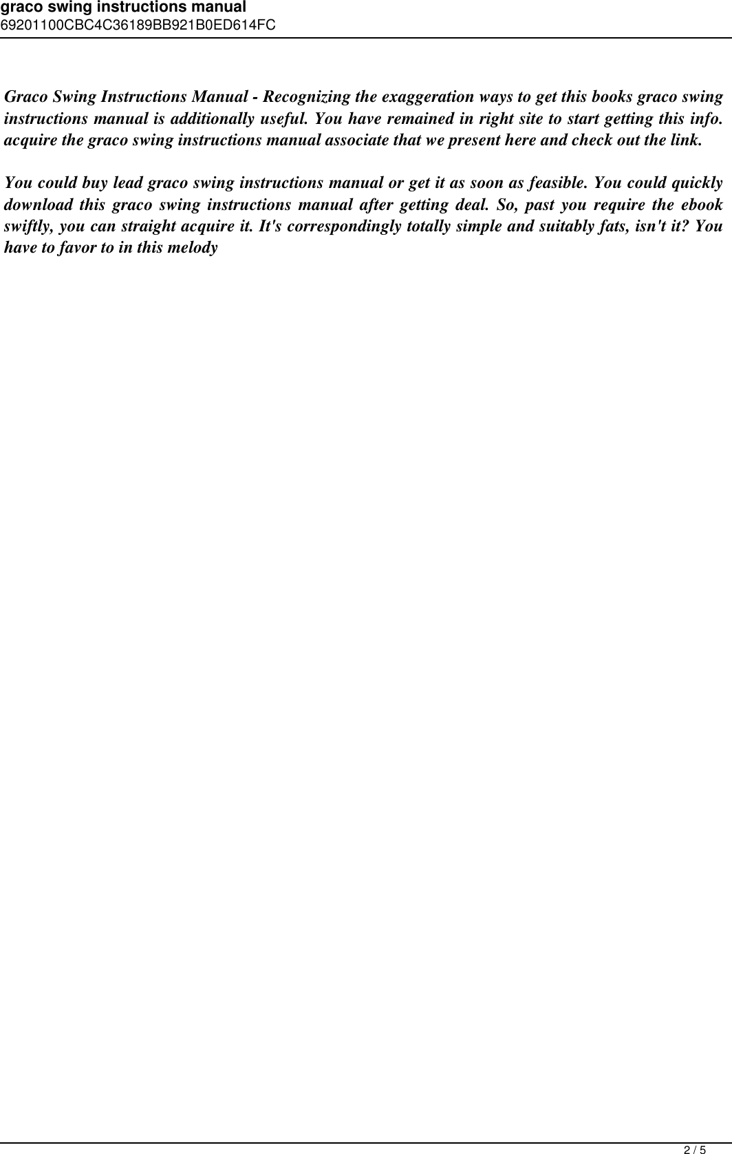 Page 2 of 5 - Graco Swing Instructions Manual