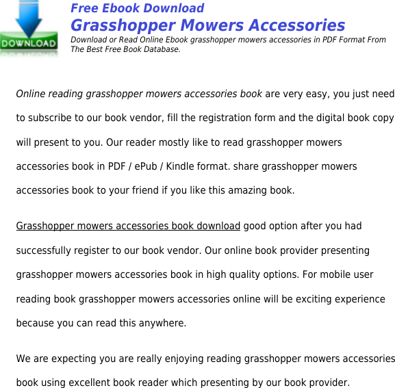 Page 2 of 6 - Grasshopper Mowers Accessories - Productmanualguide.com  !! Grasshopper-mowers-accessories