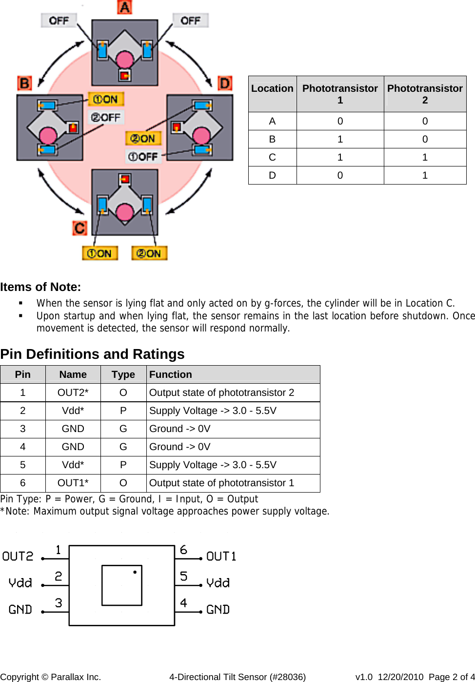 Page 2 of 4 - 4-Directional Tilt Sensor (#28036) Guide-28036
