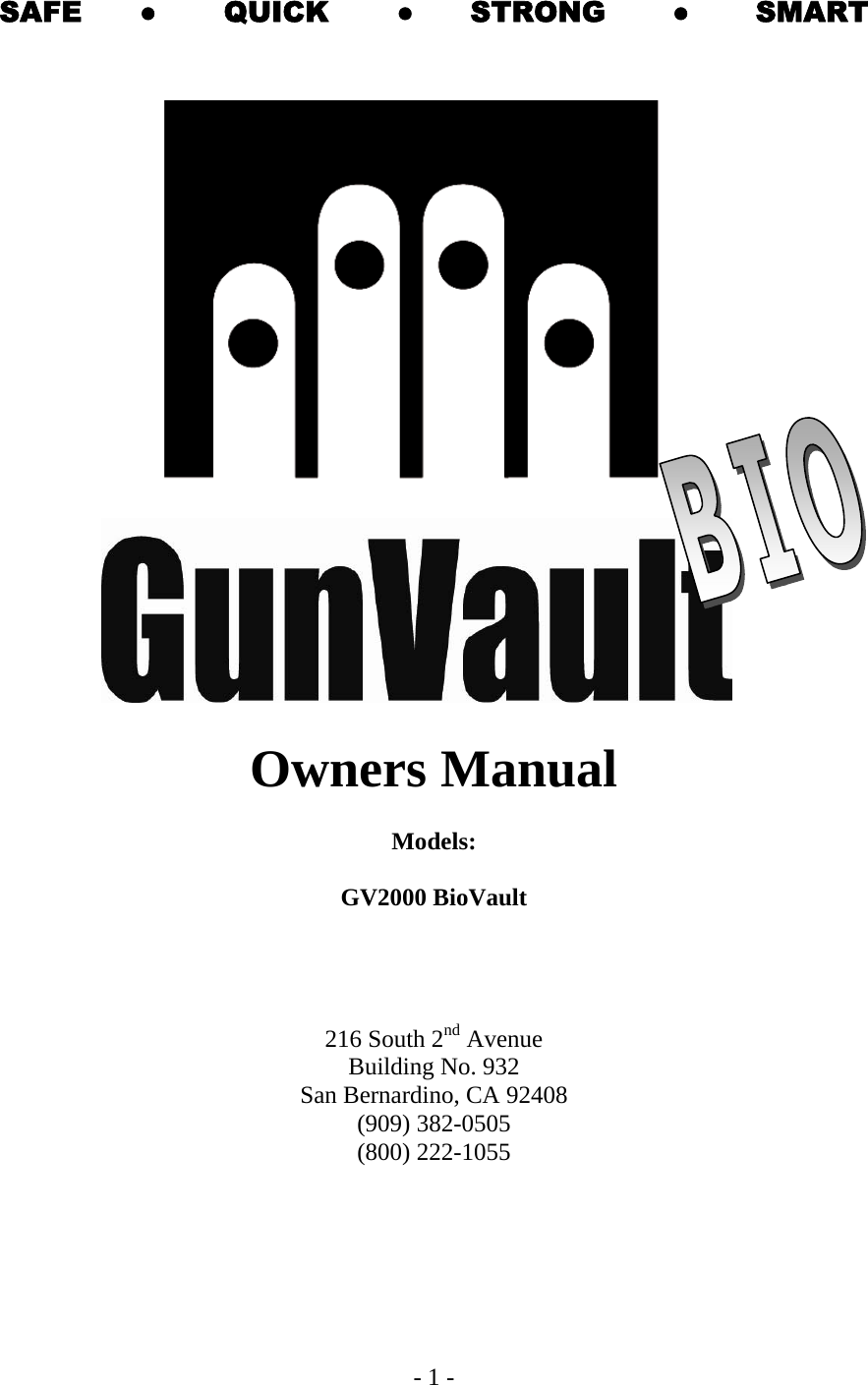 GunVault Manual Bio Gun vault users