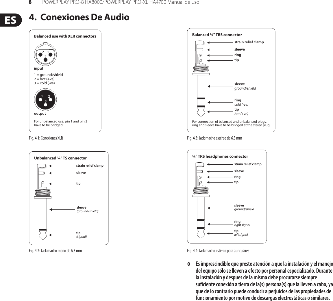 Page 8 of 11 - POWERPLAY PRO-8 HA8000/PRO-XL HA4700 Behringer User Manual (Spanish) Ha8000 P0184 M Es