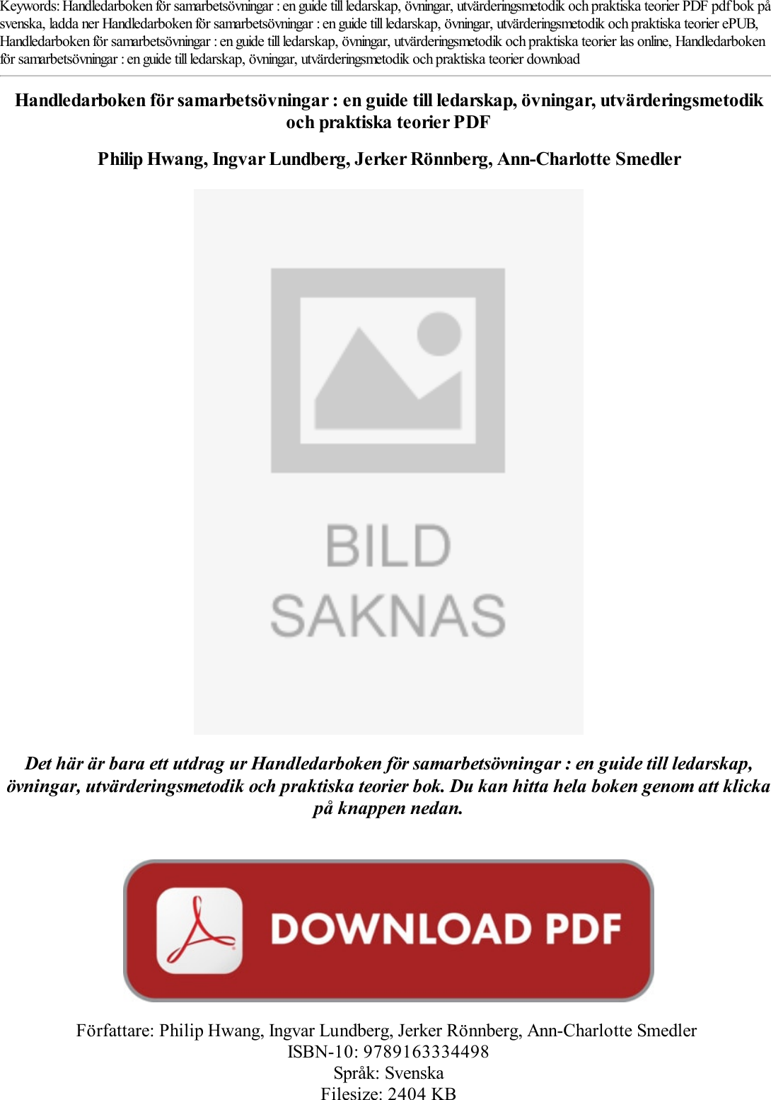 Page 1 of 4 - Handledarboken For Samarbetsovningar : En Guide Till Ledarskap, Ovningar, Utvarderingsmetodik Och Praktiska Teorier PDF EPUB LAD Handledarboken-for-samarbetsovningar-en-guide-till-ledarskap-ovningar-utvarderingsmetodik-och-praktiska-teorier-CGDYEI493R