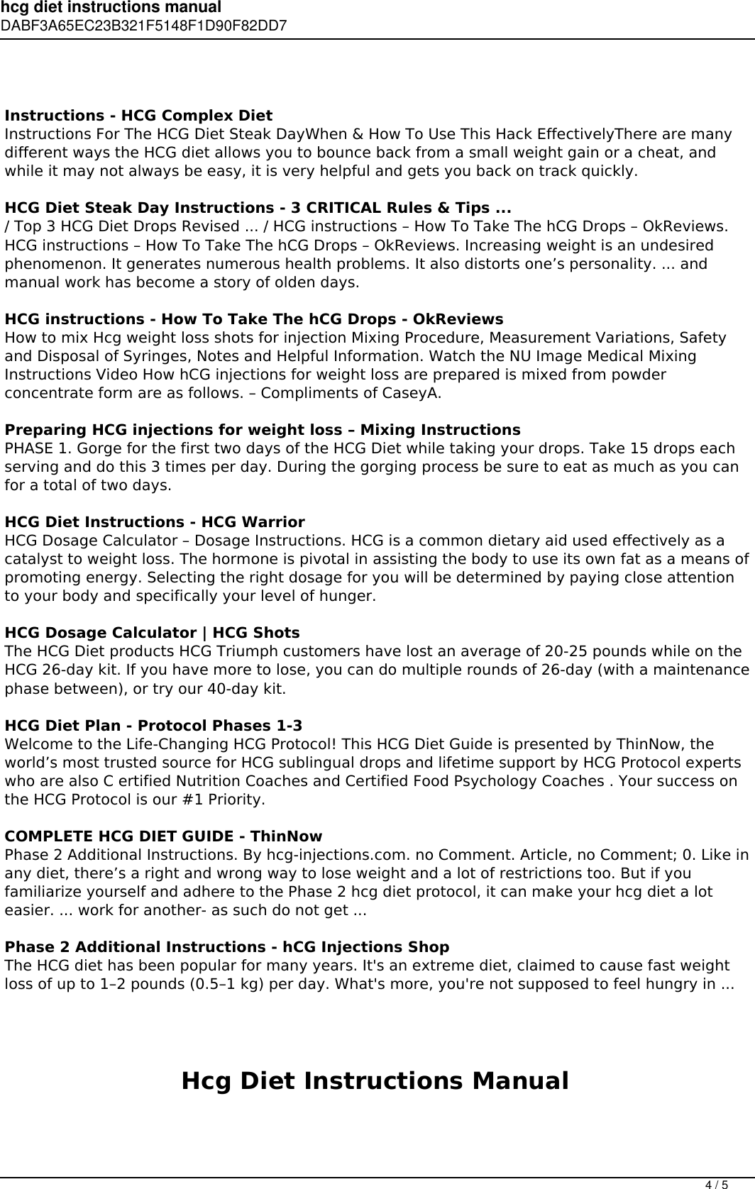 Page 4 of 5 - Hcg Diet Instructions Manual