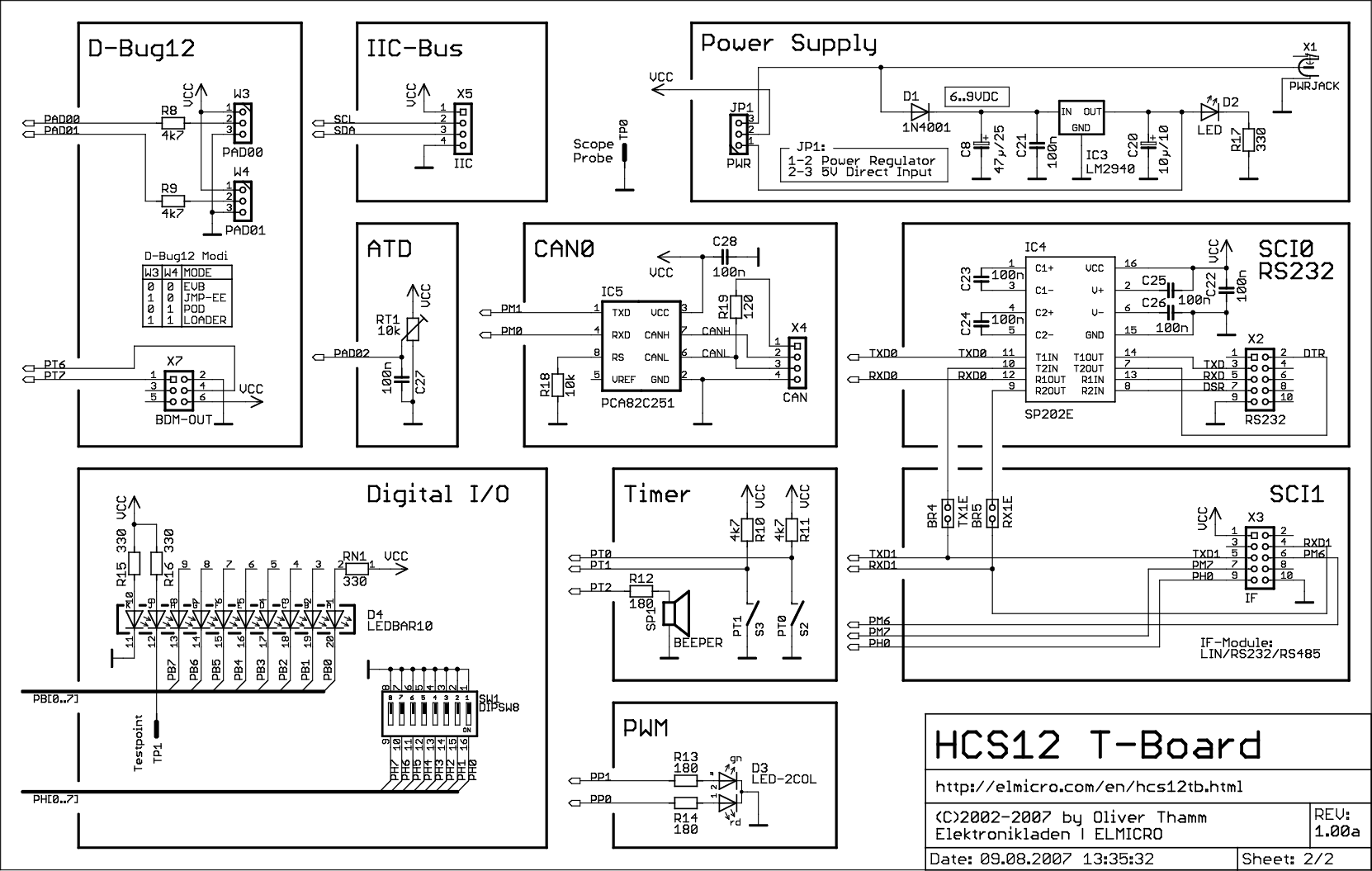 Page 2 of 2 - HCS12 T-Board V1.00a Schematic Diagram Hcs12tbv100a Schema
