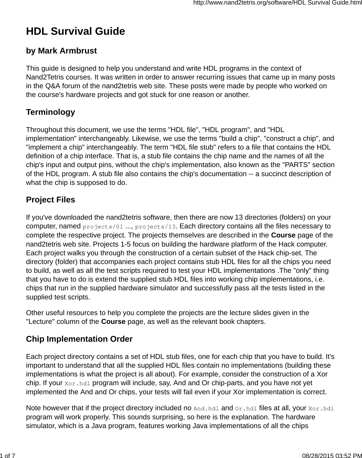 Page 1 of 7 - Hdl Survival Guide