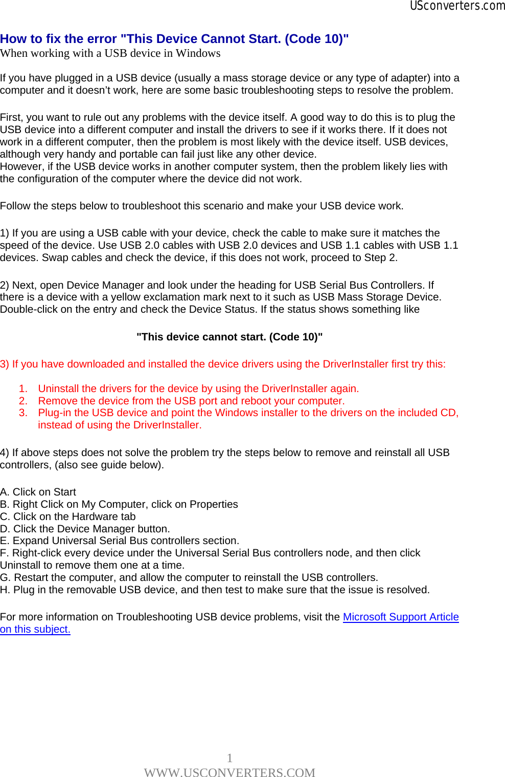 Page 1 of 5 - How To Fix The Error Code 10