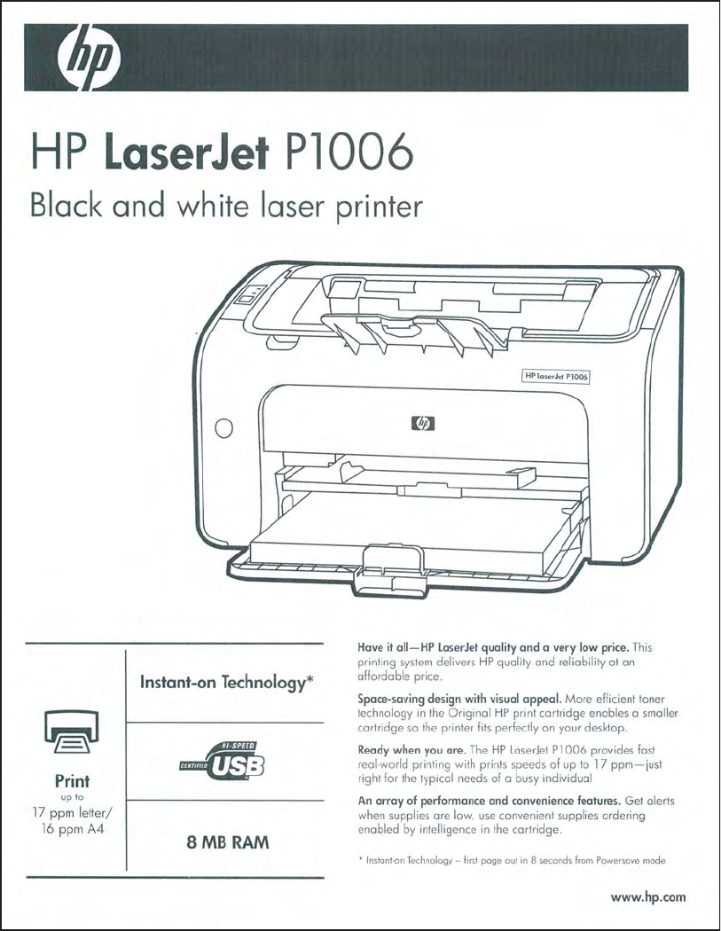 hp laserjet p1006 specs