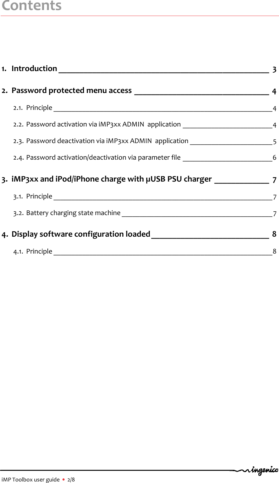 Page 2 of 8 - IMP3xx_ToolBox_User_Guide_ENG_v0200 I MP3xx Tool Box User Guide ENG V0200