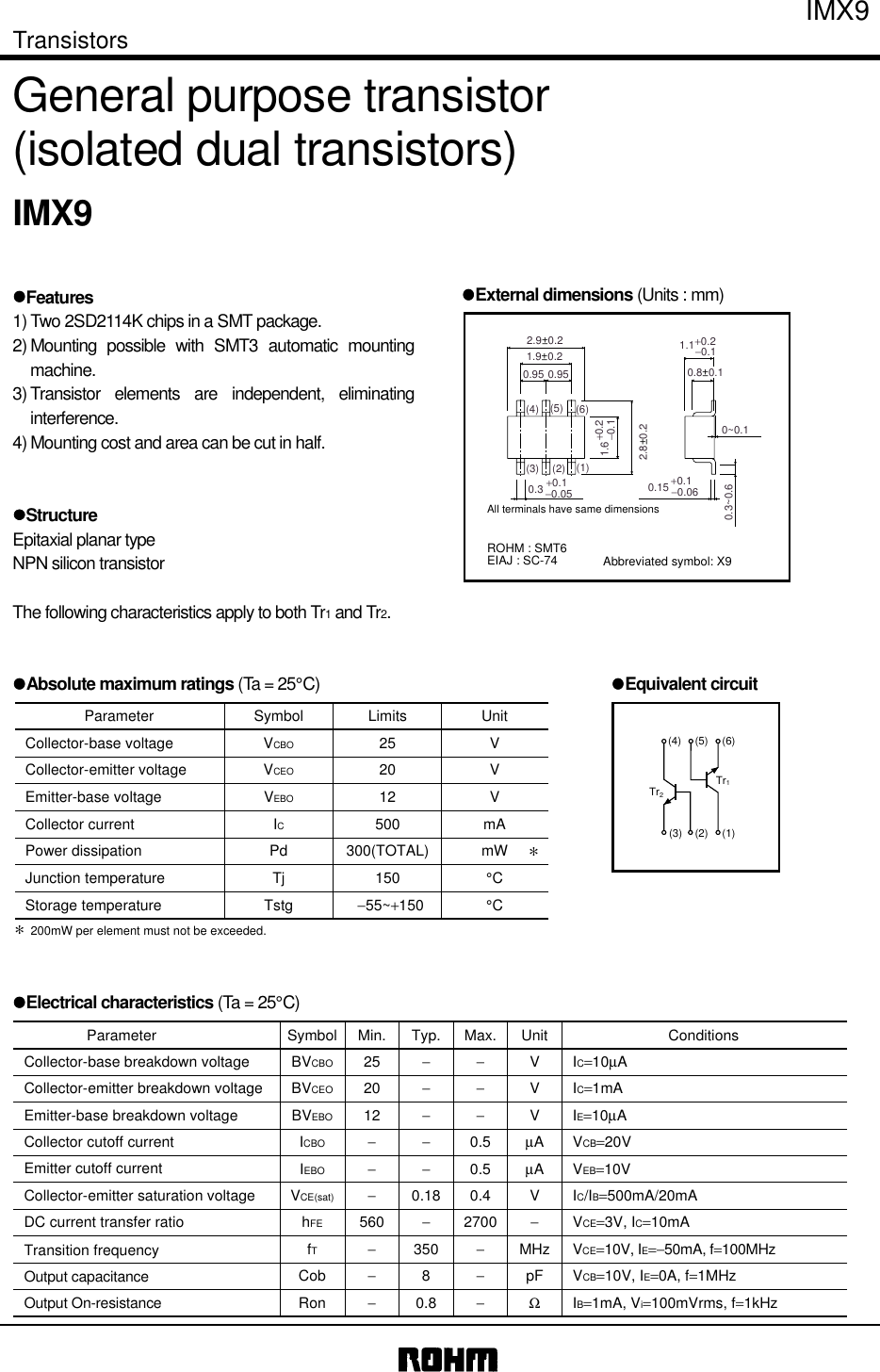 Page 1 of 5 - IMX9 - Datasheet. Www.s-manuals.com. Rohm