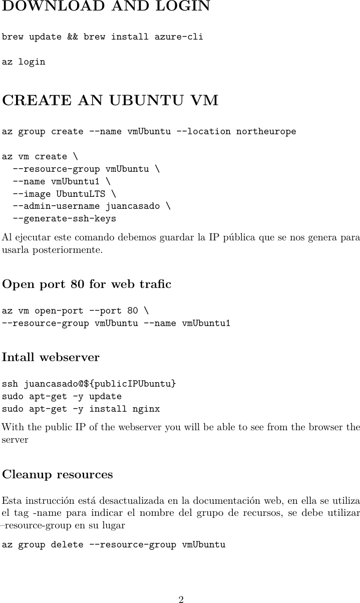Page 2 of 10 - Instructions To Create Azure Virtual Machines From Macos