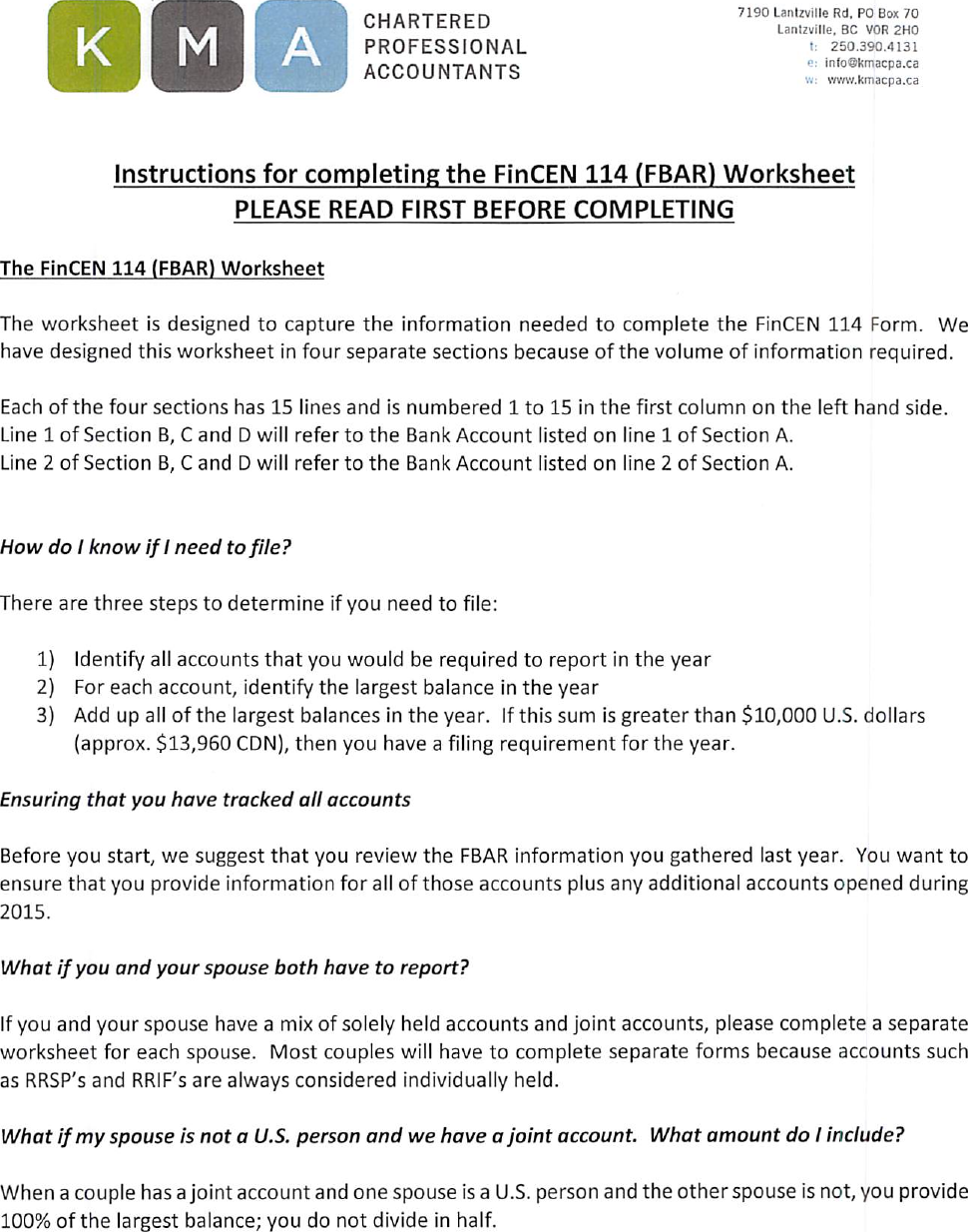 Instructions for completing fincen 114 worksheet