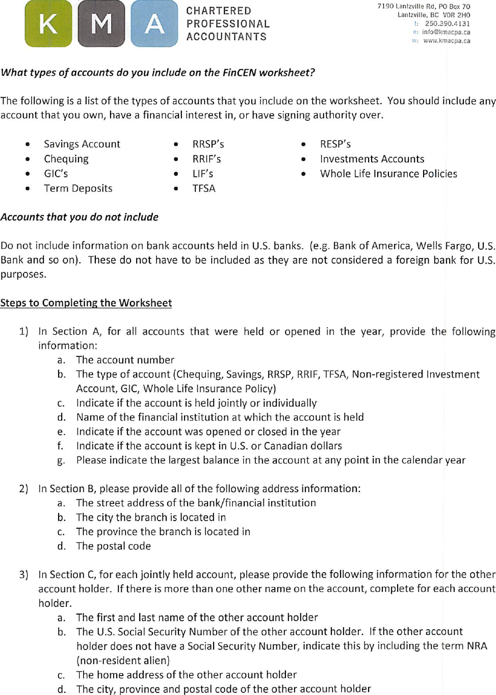 Instructions for completing fincen 114 worksheet