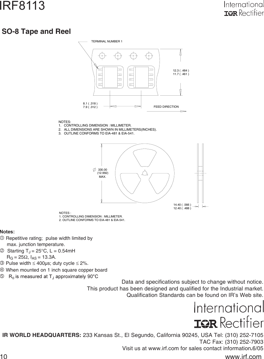 Page 10 of 11 - IRF8113 - Datasheet. Www.s-manuals.com. 20050630 Irf