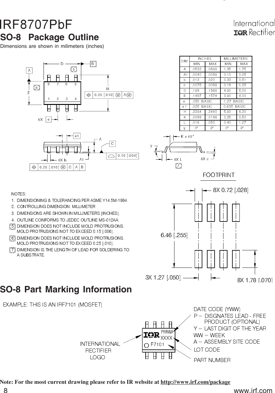 Page 8 of 10 - IRF8707PbF - Datasheet. Www.s-manuals.com. 20071024 Irf