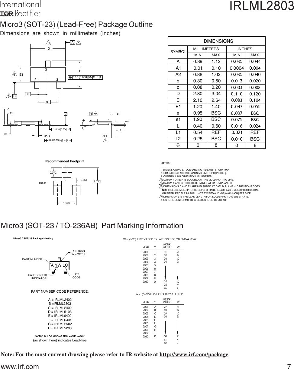 Page 7 of 9 - IRLML2803 - Datasheet. Www.s-manuals.com. Irf