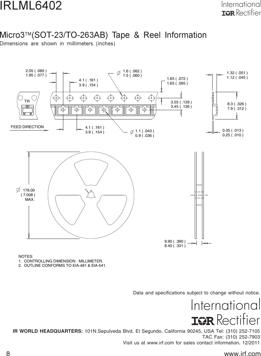 Page 8 of 9 - IRLML6402 - Datasheet. Www.s-manuals.com. Irf