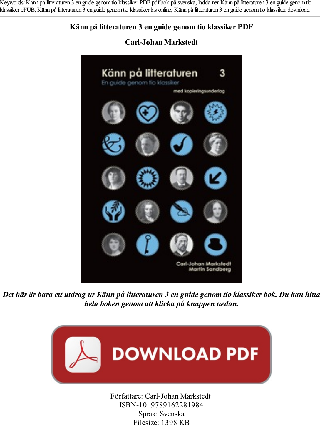 Page 1 of 4 - Kann Pa Litteraturen 3 En Guide Genom Tio Klassiker PDF EPUB LADDA NER [8F74QXXQY5] Kann-pa-litteraturen-3-en-guide-genom-tio-klassiker-8F74QXXQY5
