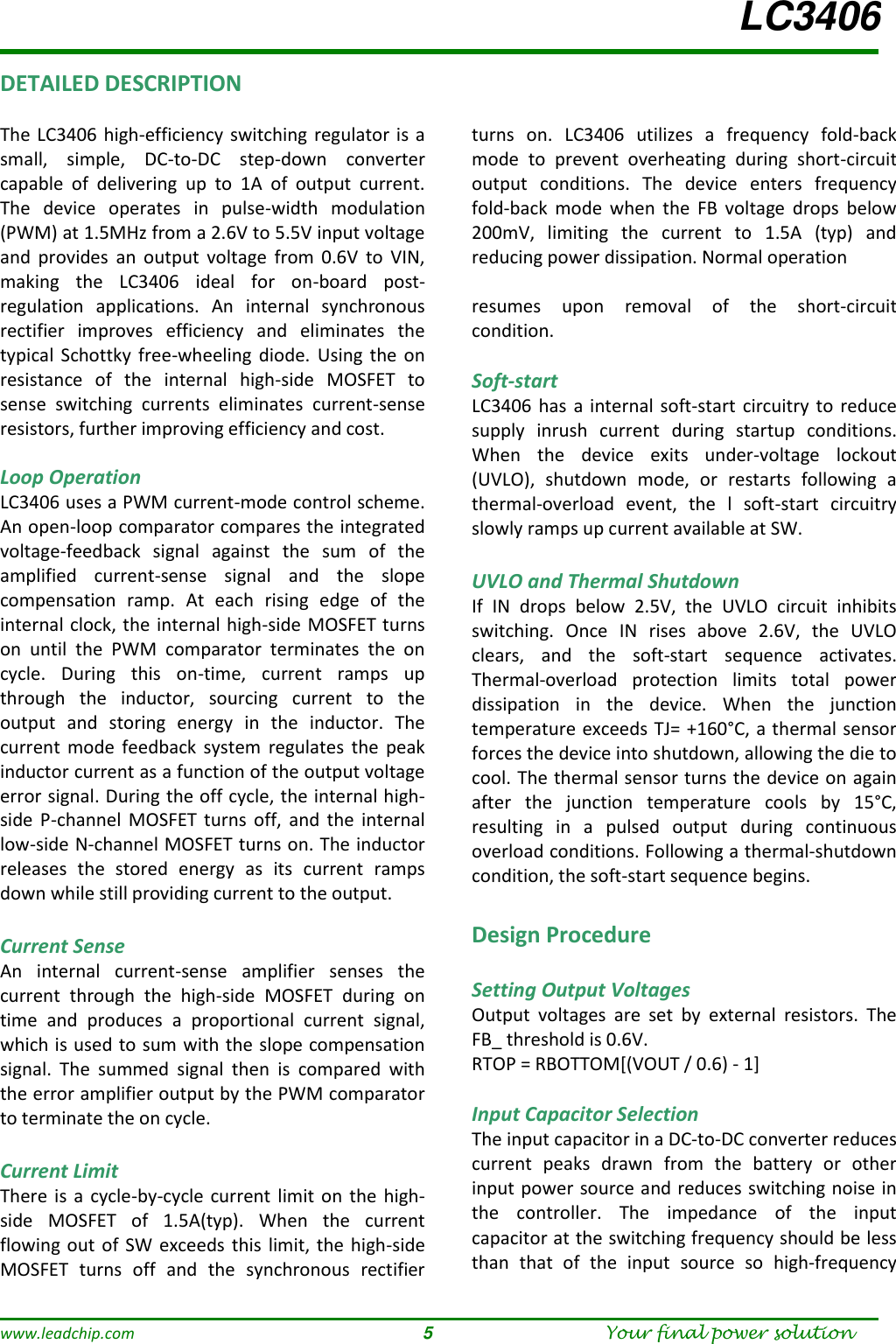 Page 5 of 8 - LC3406 - Datasheet. Www.s-manuals.com. Leadchip