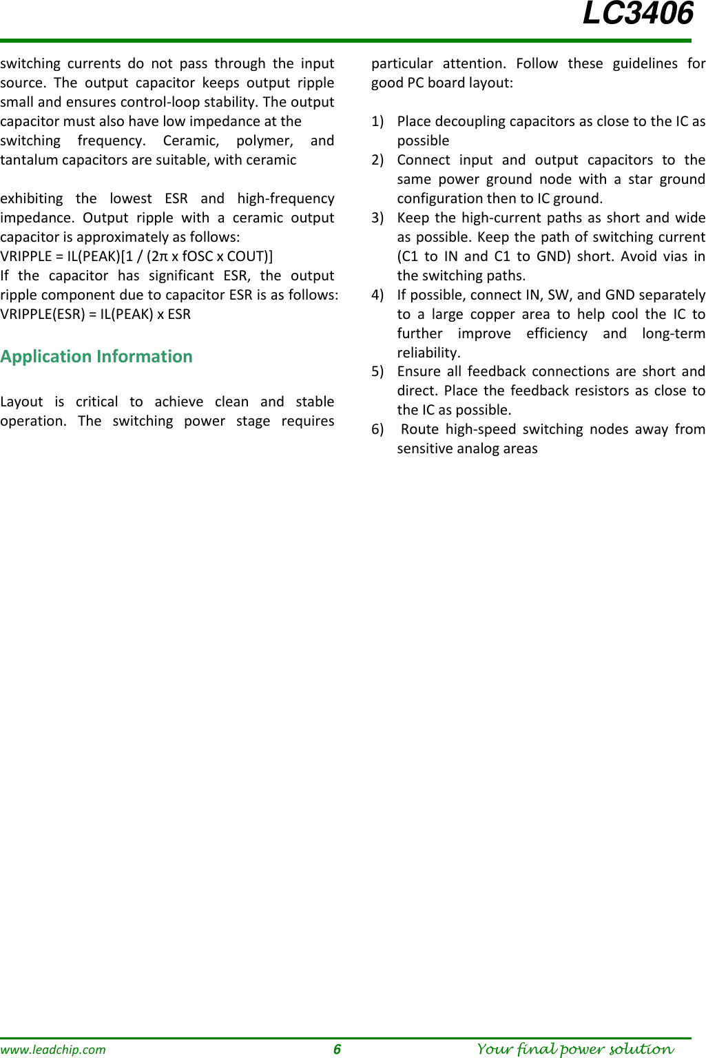 Page 6 of 8 - LC3406 - Datasheet. Www.s-manuals.com. Leadchip