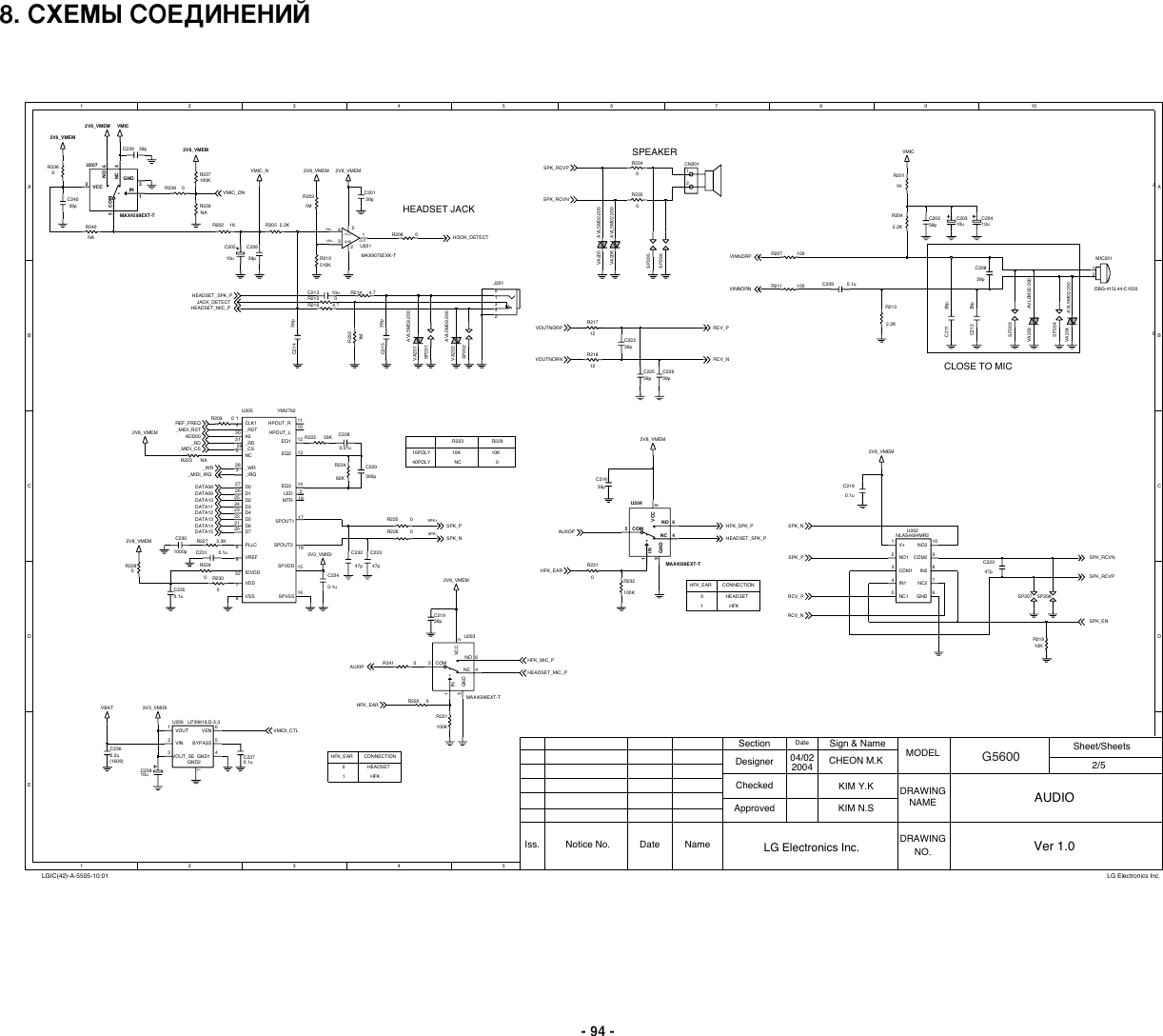 Page 2 of 8 - LG G5600 - Schematics. Www.s-manuals.com. Schematics