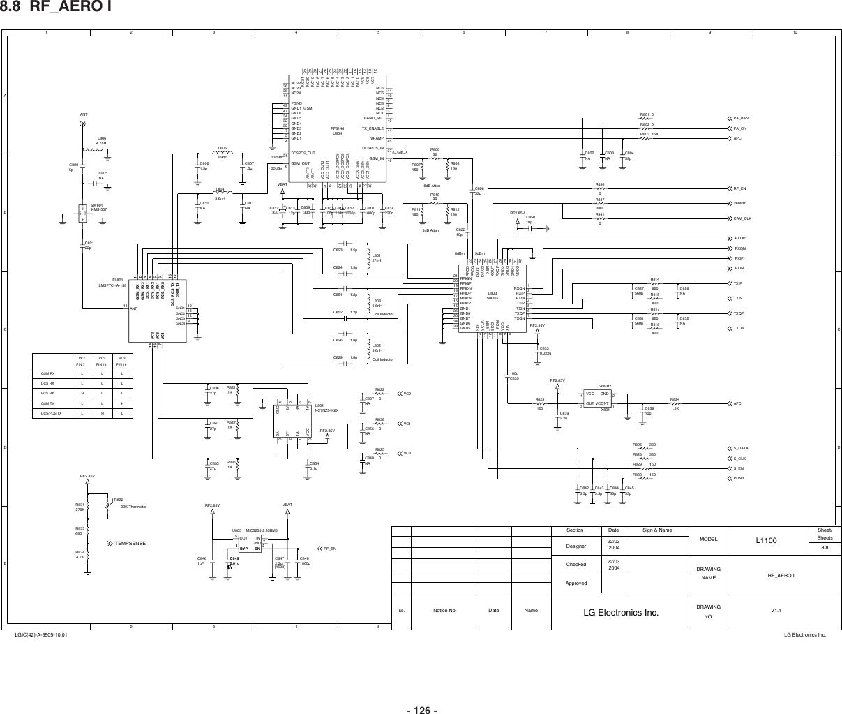 Page 8 of 11 - LG L1100 - Schematics. Www.s-manuals.com. Schematics