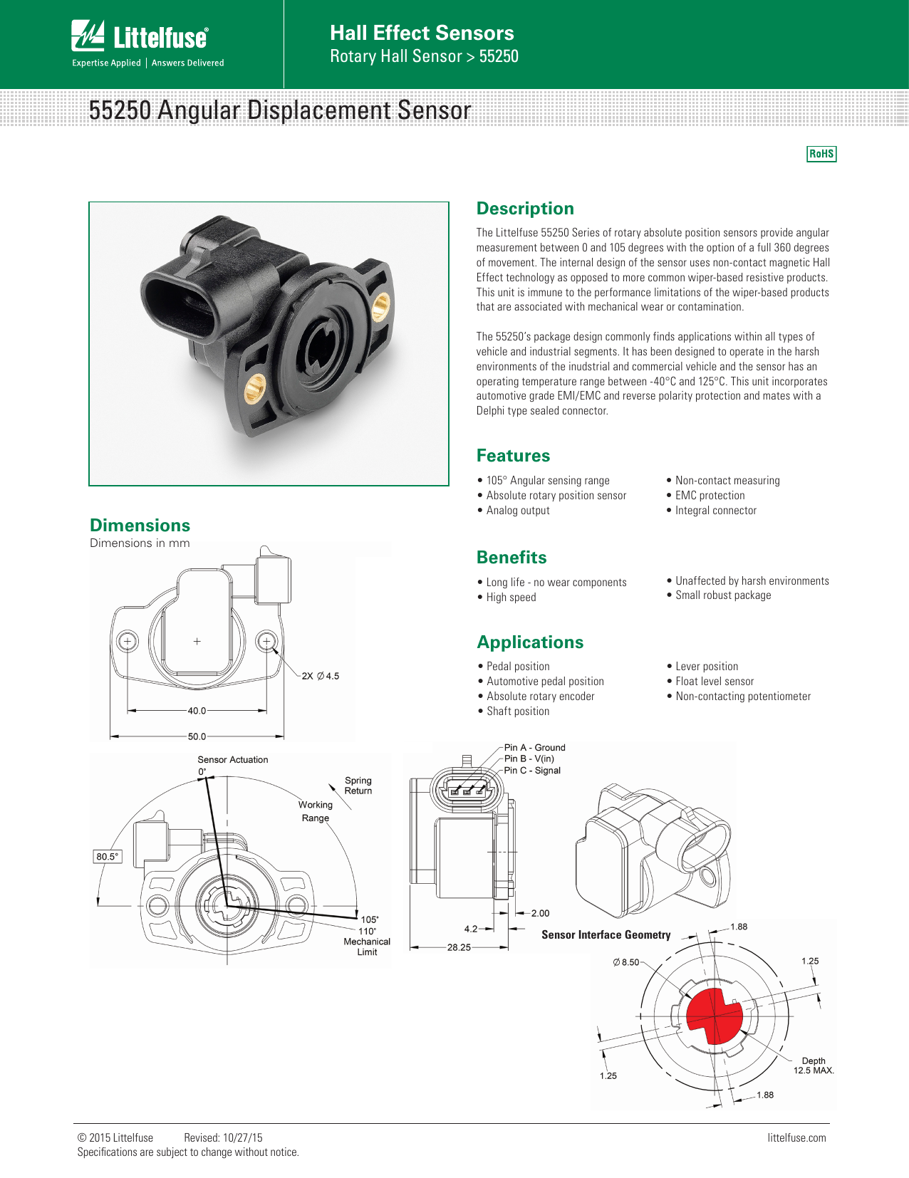 Littelfuse Hall Effect Sensors 55250 Datasheet