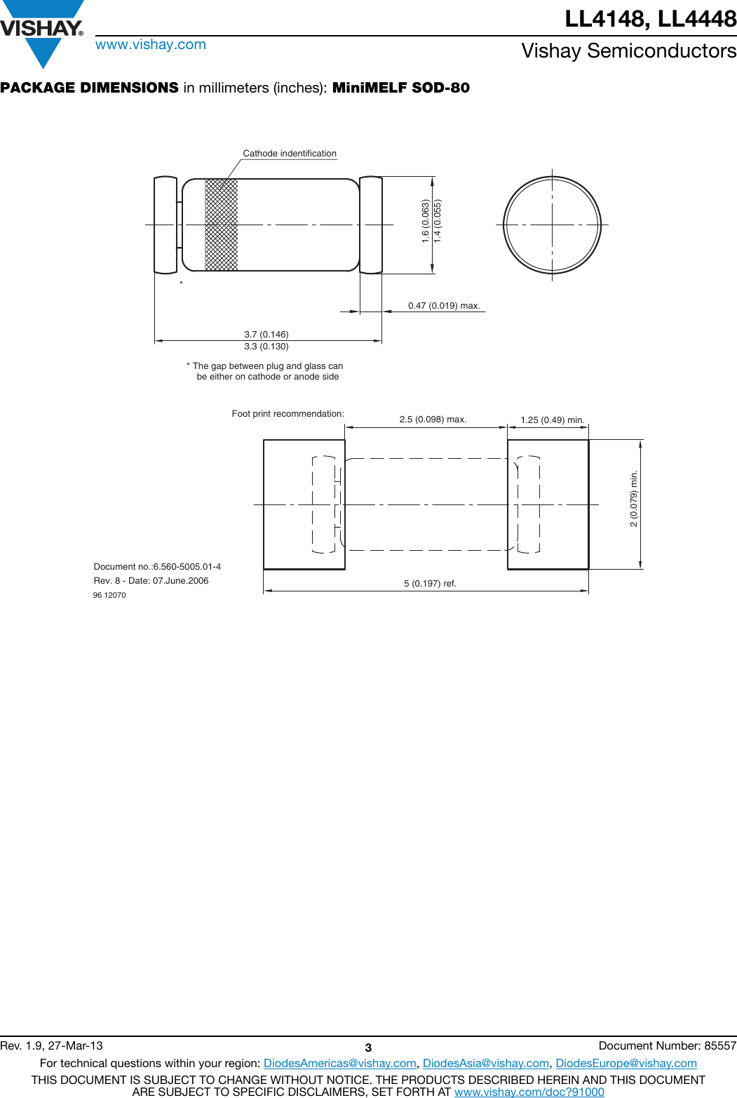 Page 3 of 5 - LL4148, LL4448 - Datasheet. Www.s-manuals.com. Vishay