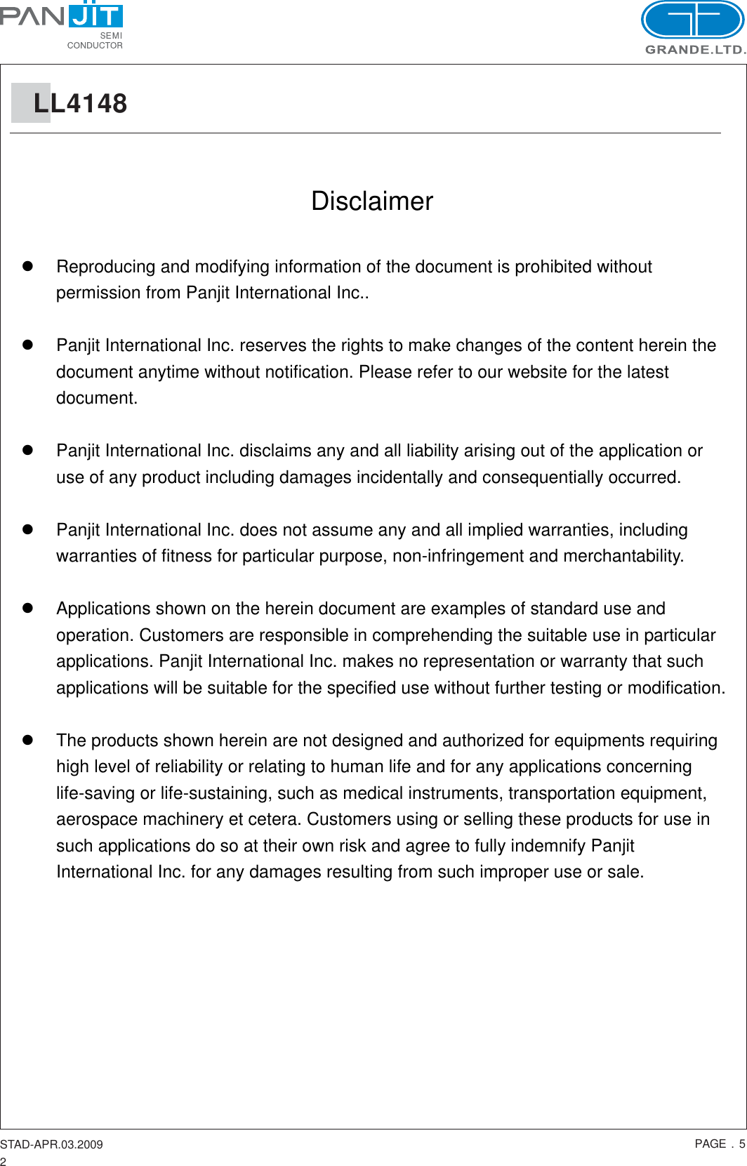 Page 5 of 6 - LL4148 - Datasheet. Www.s-manuals.com. Panjit