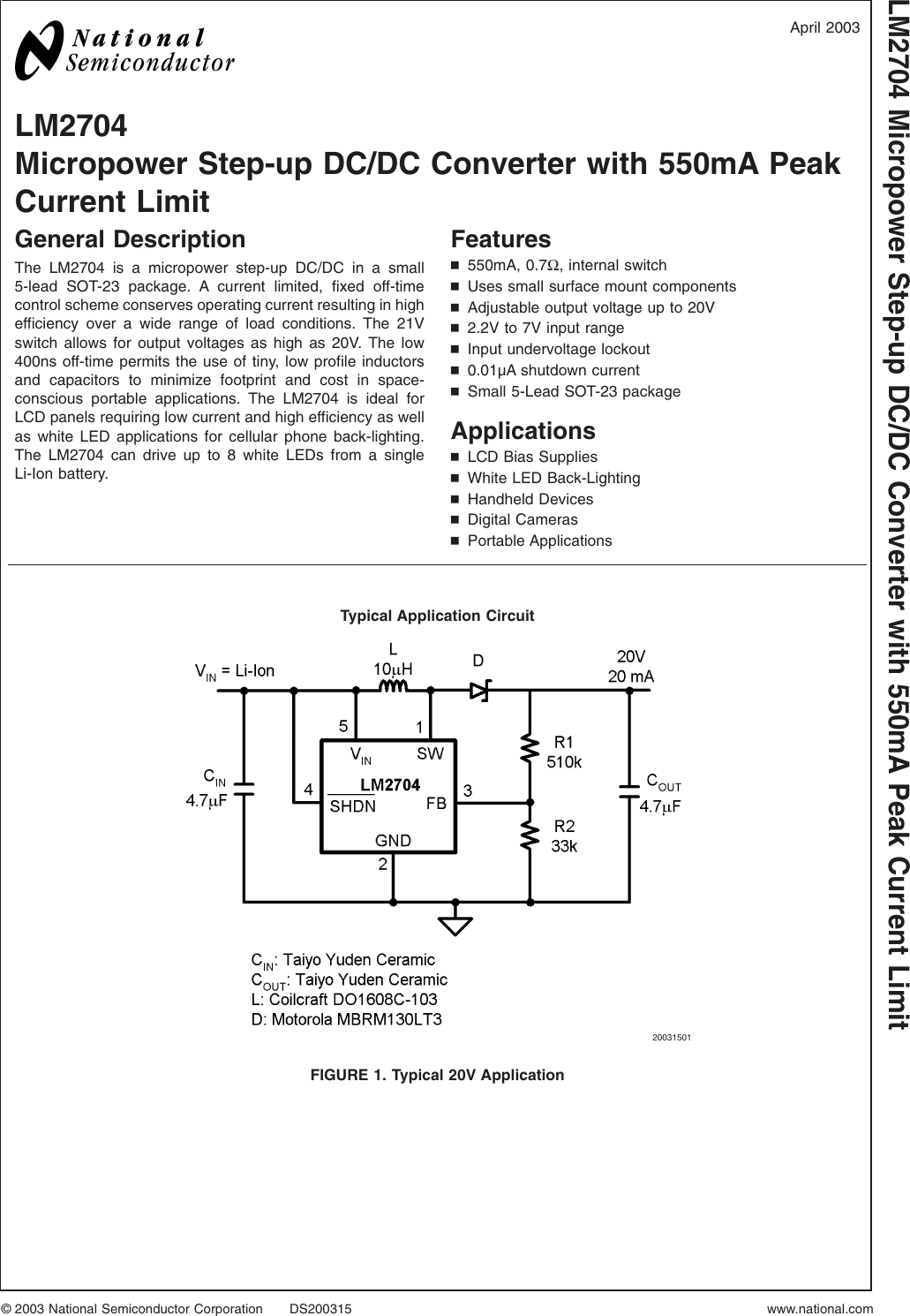 Page 1 of 12 - LM2704 - Datasheet. Www.s-manuals.com. Lm2704mf National
