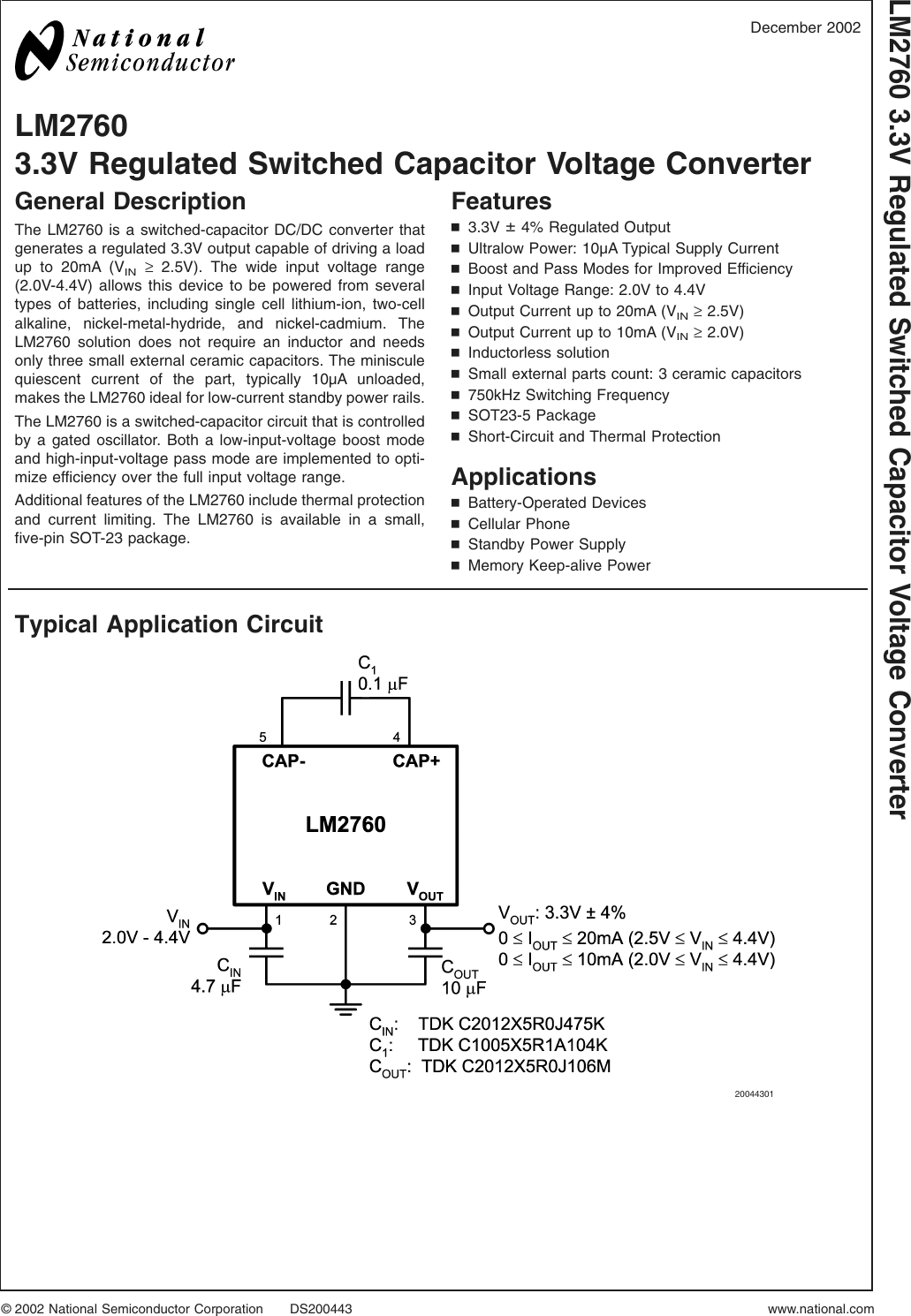 Page 1 of 11 - LM2760 - Datasheet. Www.s-manuals.com. Lm2760m5 National