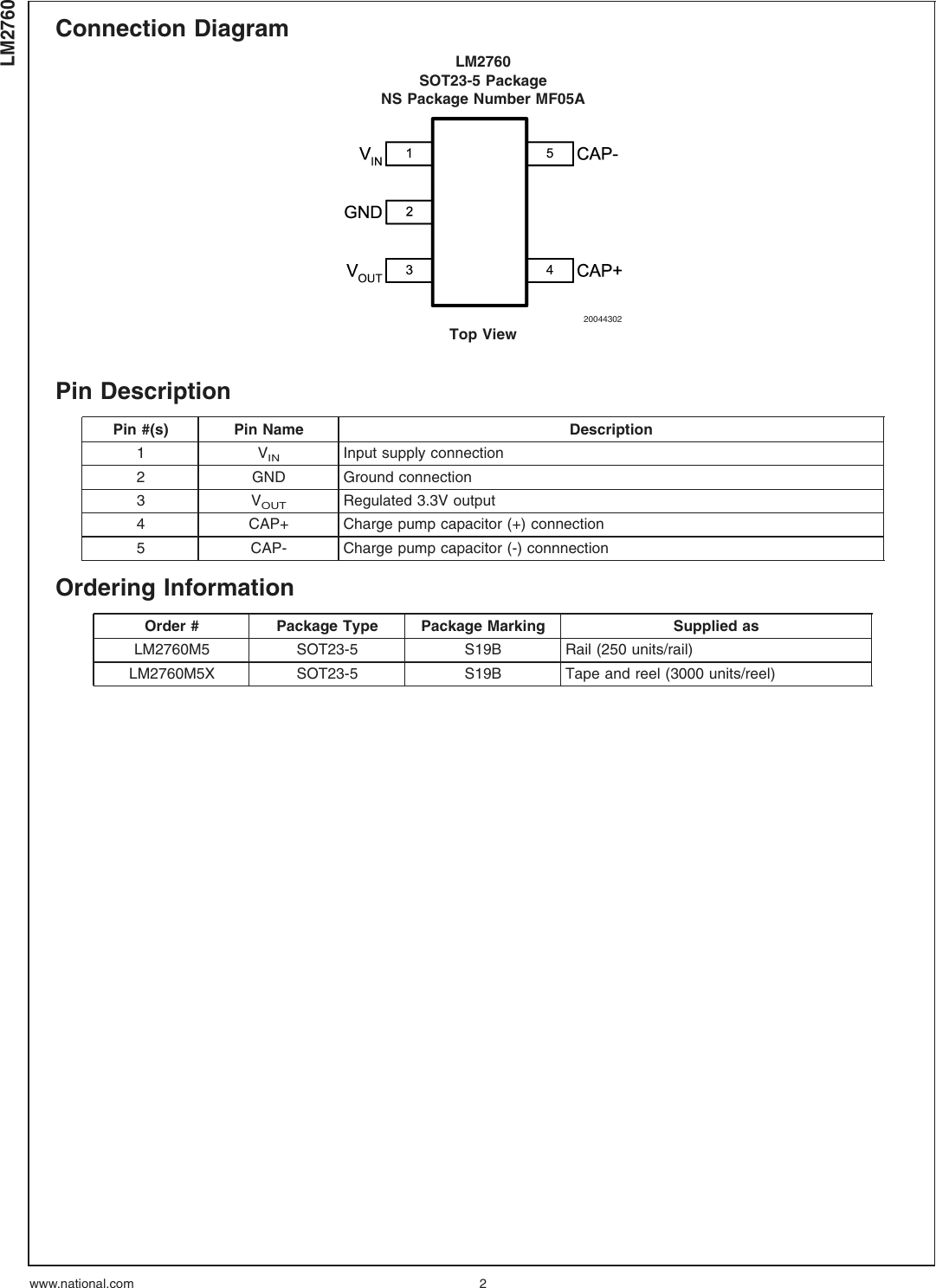 Page 2 of 11 - LM2760 - Datasheet. Www.s-manuals.com. Lm2760m5 National