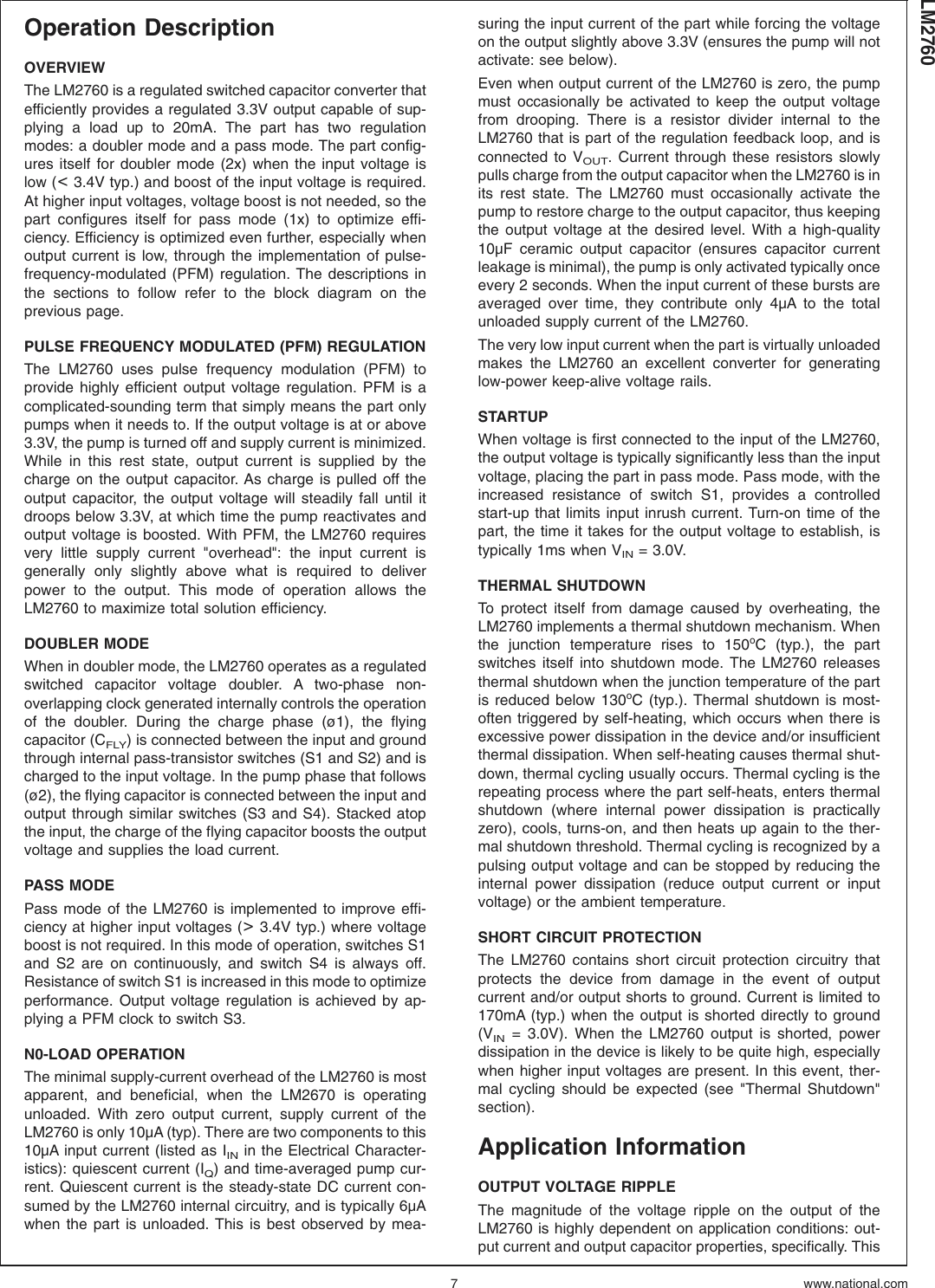 Page 7 of 11 - LM2760 - Datasheet. Www.s-manuals.com. Lm2760m5 National