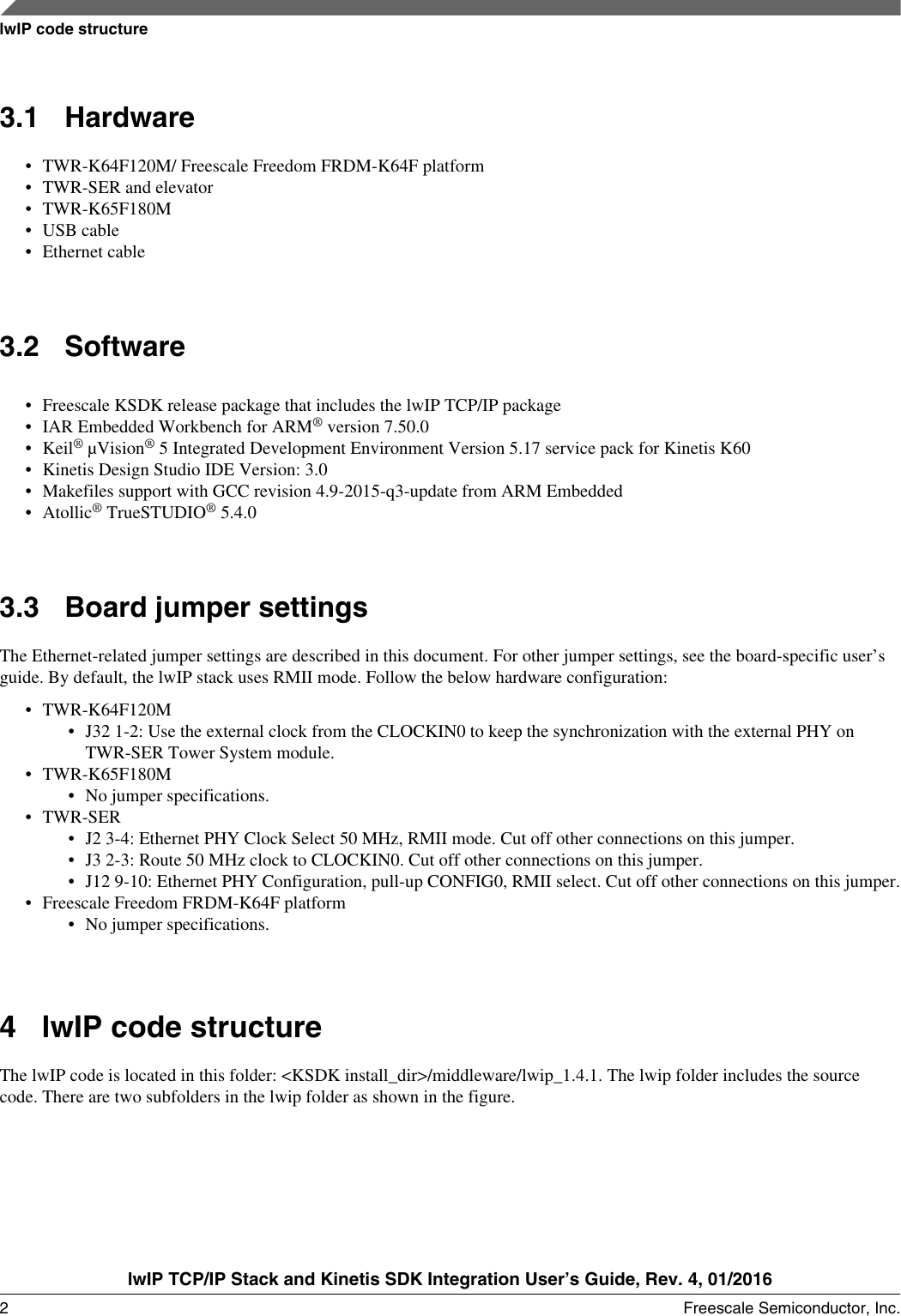 Page 2 of 11 - LwIP TCP/IP Stack And Kinetis SDK Integration User’s Guide Lw IP TCPIP User's