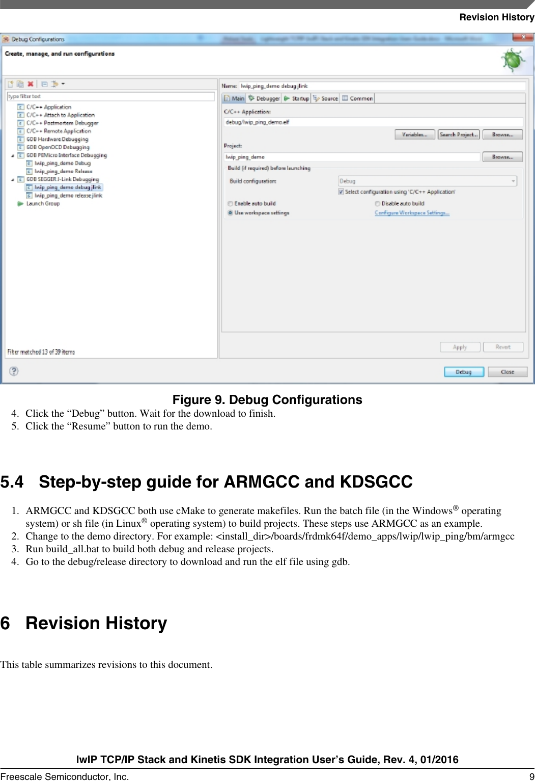 Page 9 of 11 - LwIP TCP/IP Stack And Kinetis SDK Integration User’s Guide Lw IP TCPIP User's