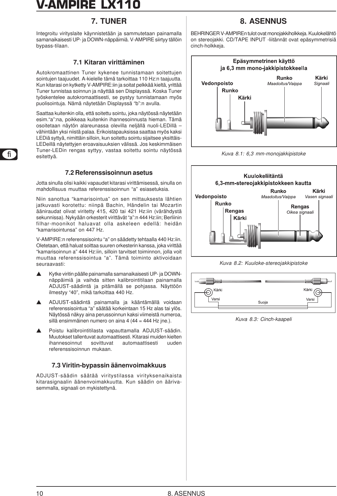 Page 10 of 12 - DATA-MANSHRT_LX110_FIN_Rev_A.pmd Behringer LX110-GY User Manual (Finnish) P0341 M Fi