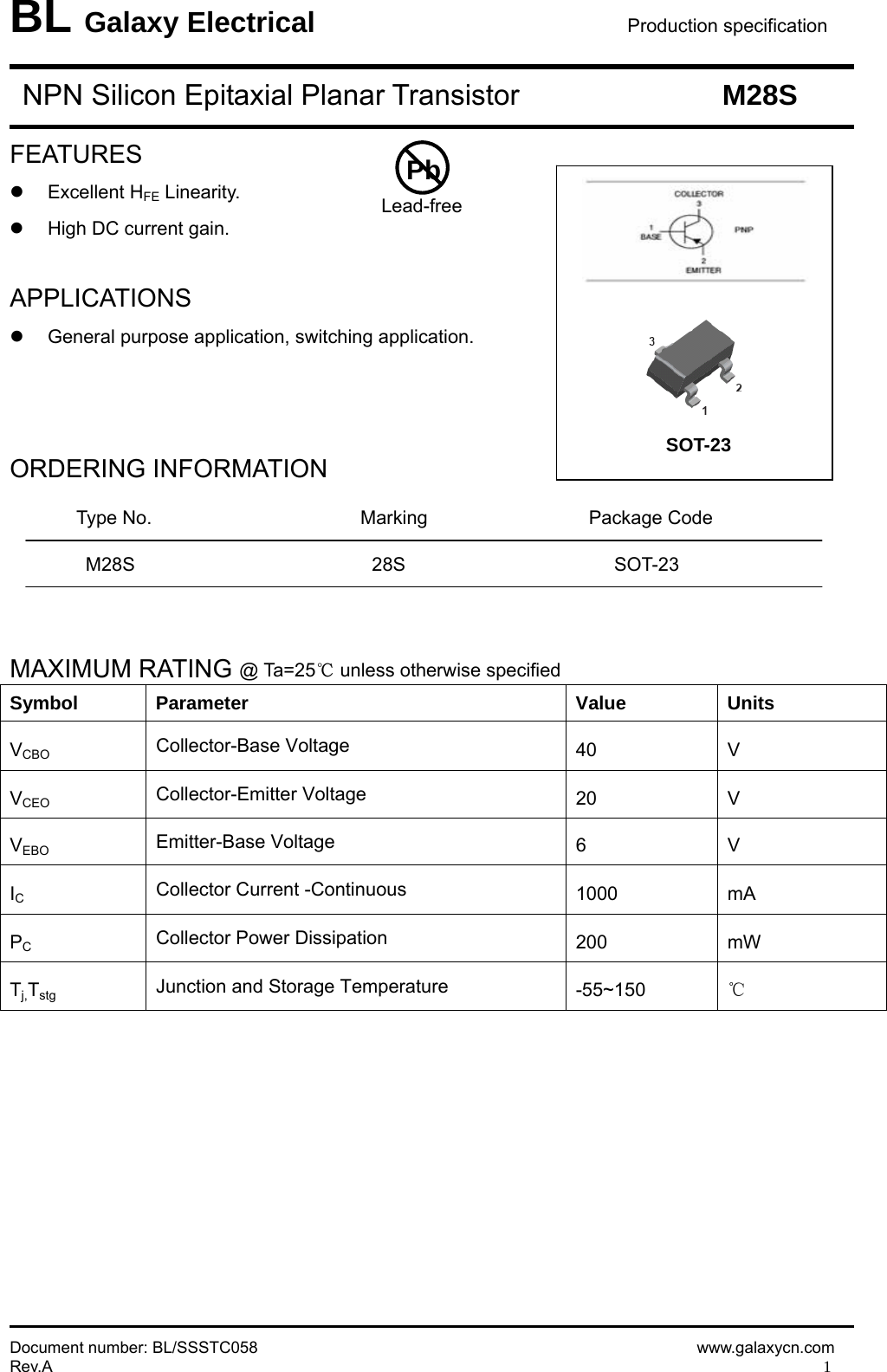Page 1 of 5 - M28S - Datasheet. Www.s-manuals.com. Galaxy