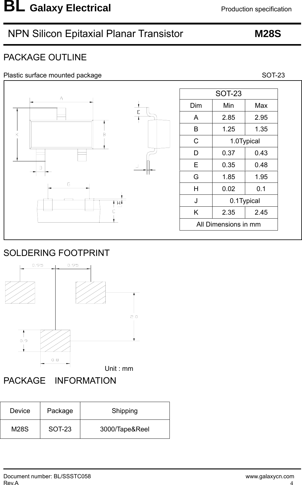 Page 4 of 5 - M28S - Datasheet. Www.s-manuals.com. Galaxy