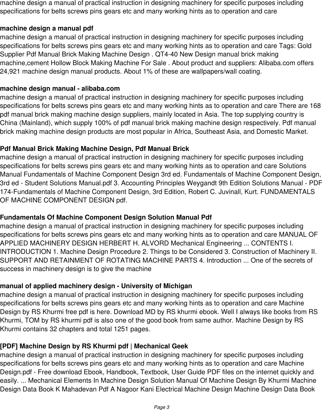 Page 3 of 10 - Machine Design A Manual Of Practical Instruction In Designing Machinery For Specific Purposes Including Specifications Belts