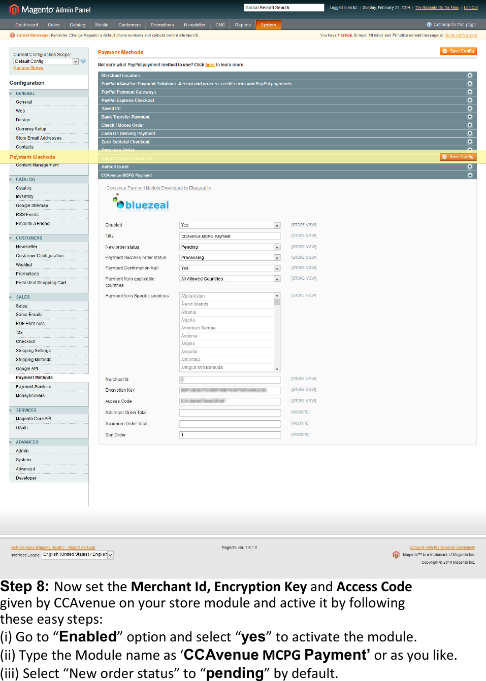 Page 5 of 6 - BlueZeal SoftNet Magento1.9.0.1 Ccavenue MCPG Payment Manual V2.1