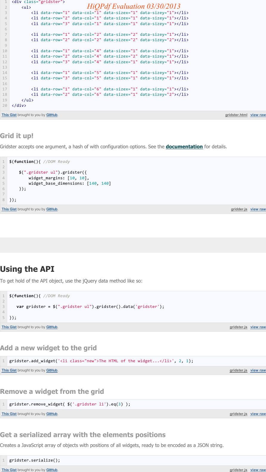 Page 2 of 7 - Gridster.js Manual