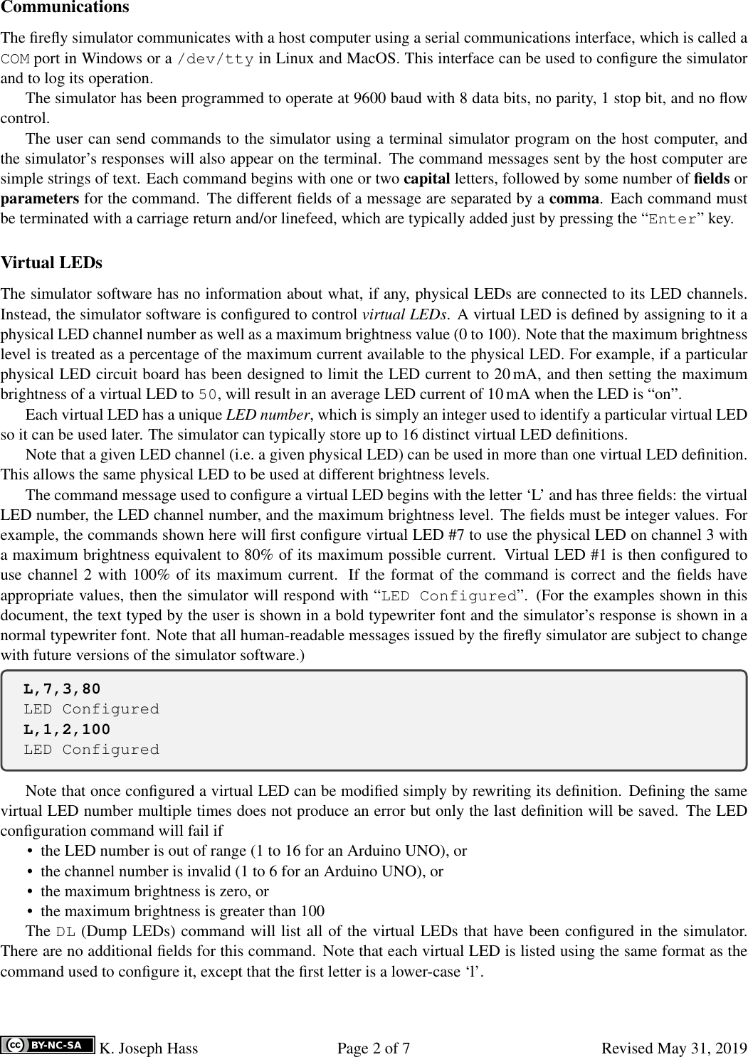 Page 2 of 7 - Firefly Simulator User's Manual