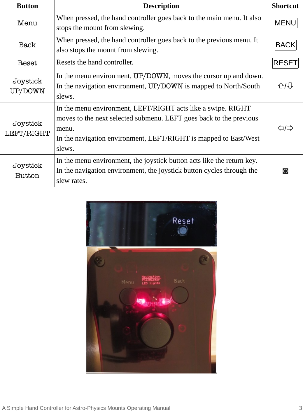 Page 3 of 7 - A Simple Hand Controller For Astro-Physics Mounts Operating Manual