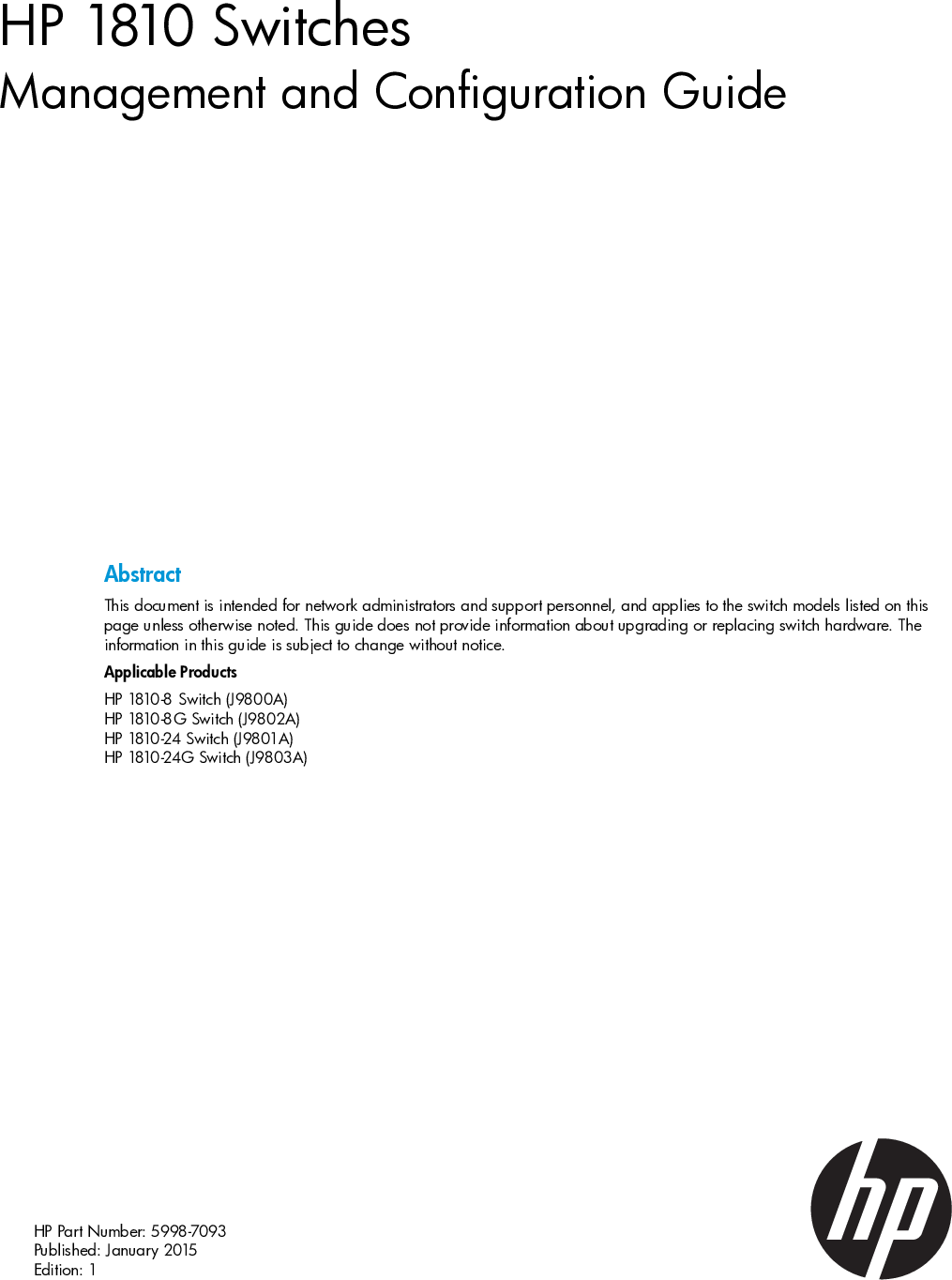 HP 1810 Switches Management And Configuration Guide Manual