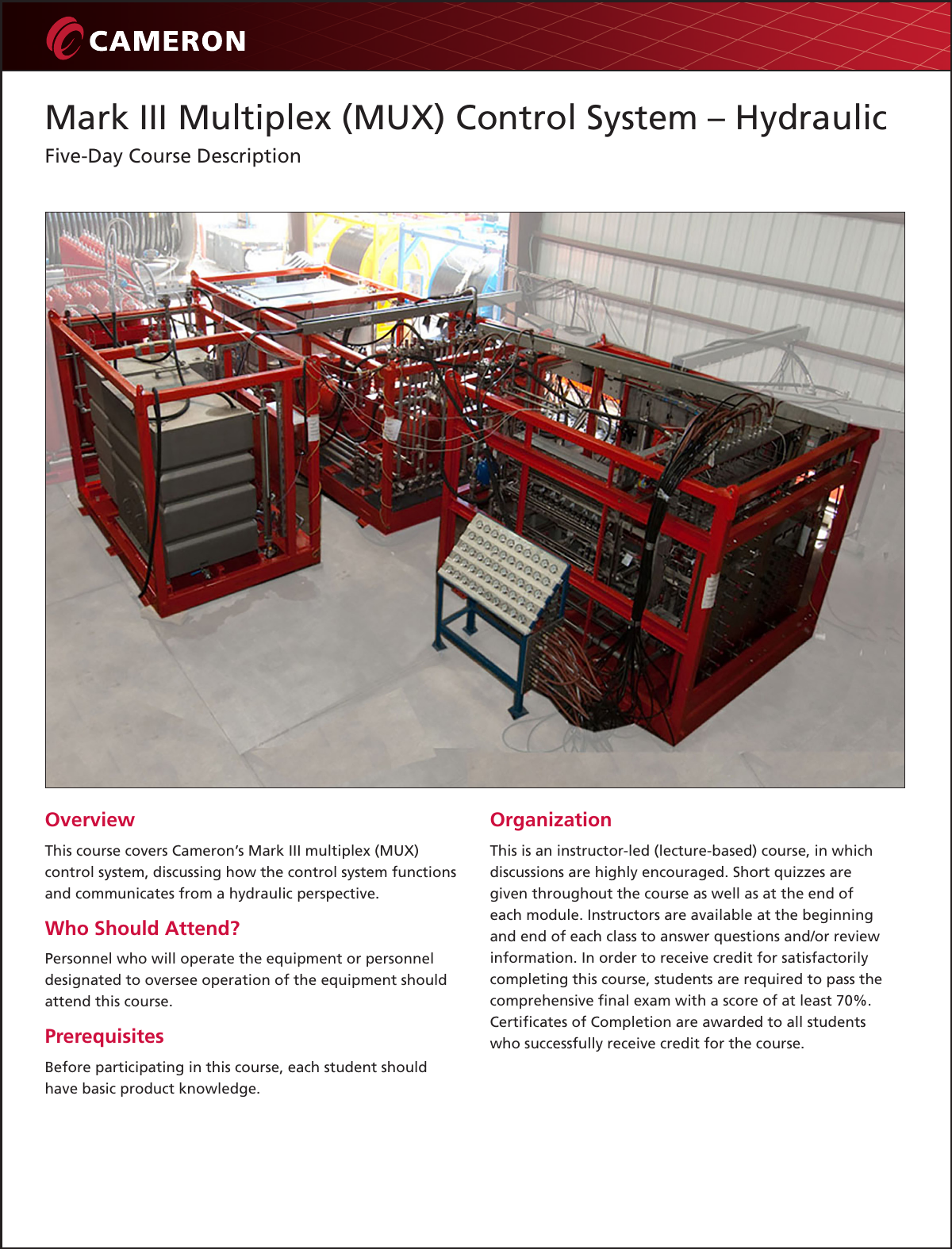 Mark III MUX Control System Hydraulic Training Course Flyer