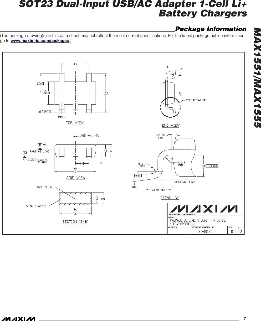 Page 7 of 9 - MAX1551, MAX1555 - Datasheet. Www.s-manuals.com. R0 Maxim