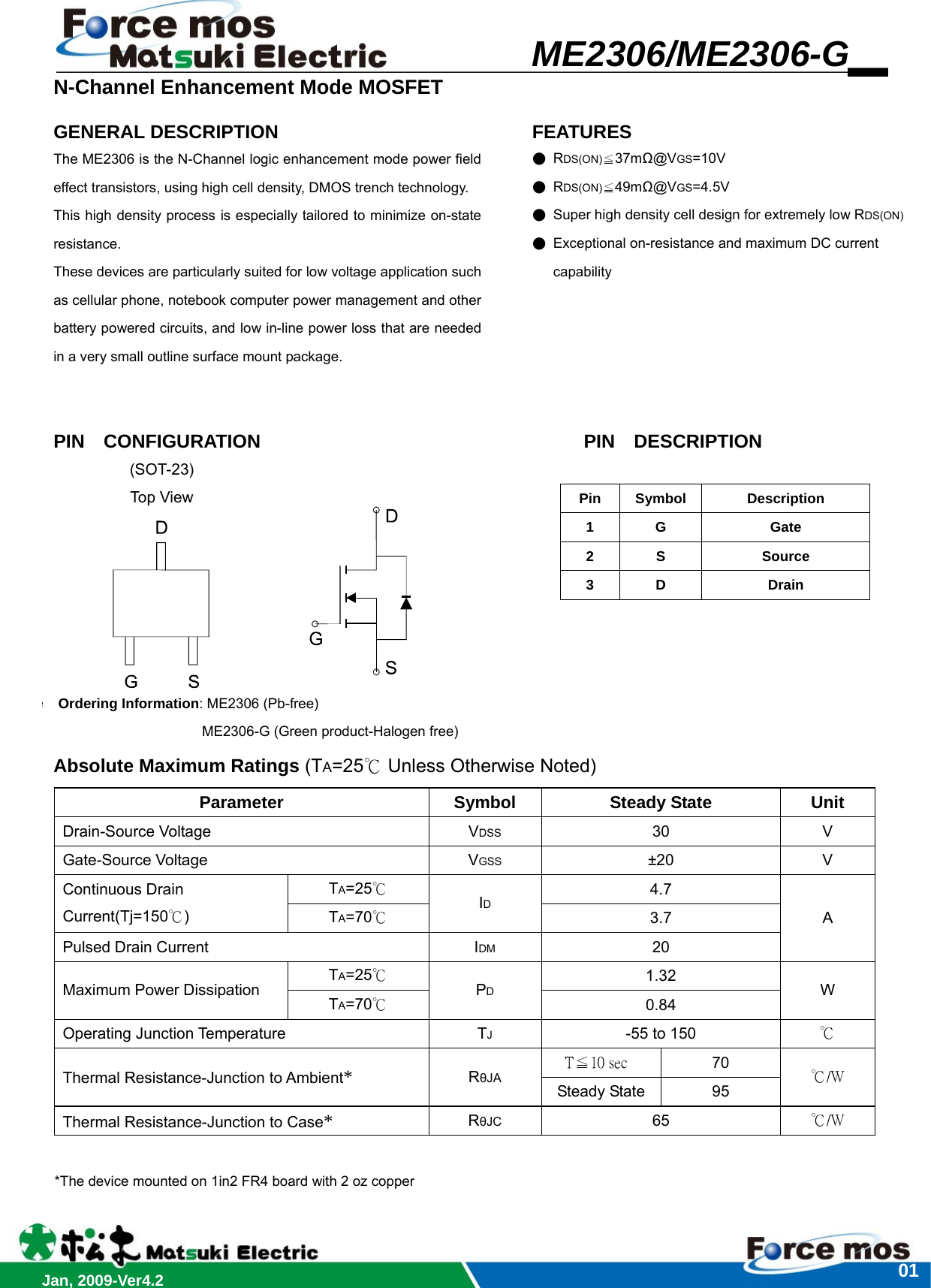 Page 1 of 6 - ME2306, ME2306-G - Datasheet. Www.s-manuals.com. Me2306 Force-mos