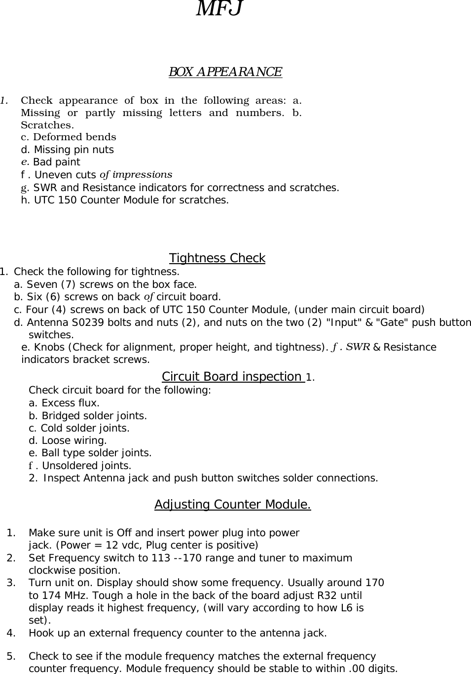 Page 1 of 9 - Mfj-259_calibration Mfj-259 Calibration