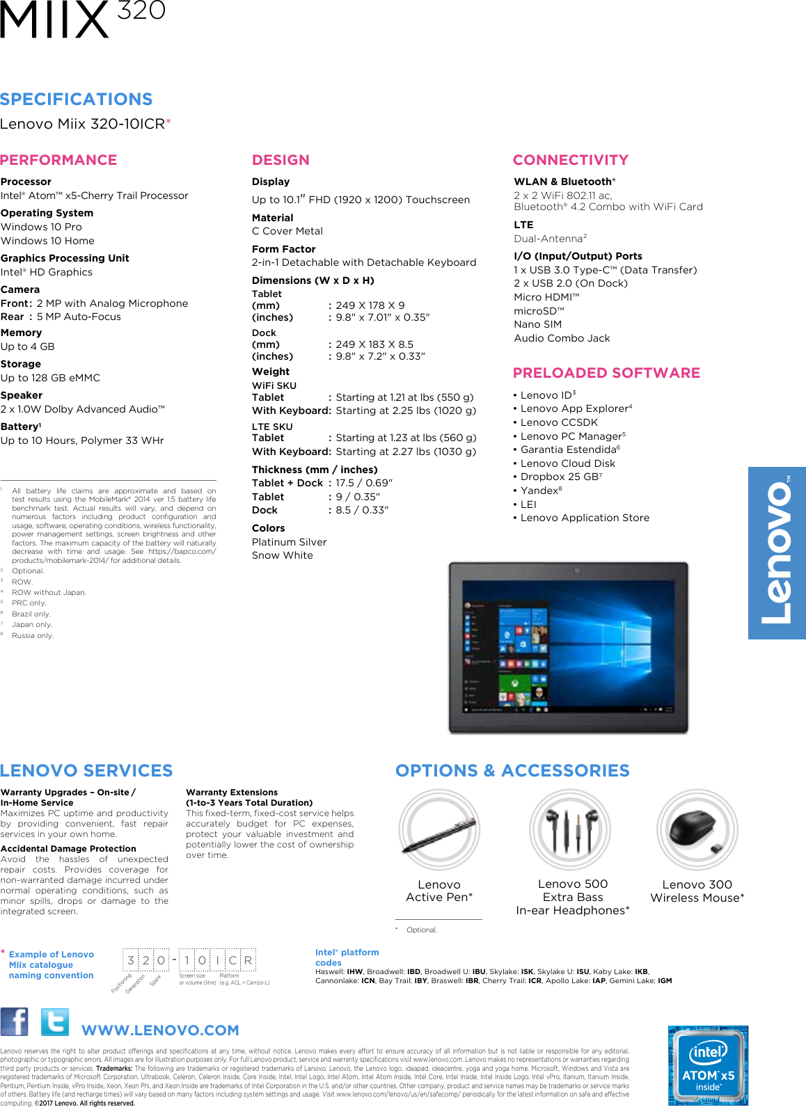Page 2 of 2 - Lenovo Miix 320-10ICR_DS Miix-320-datasheet