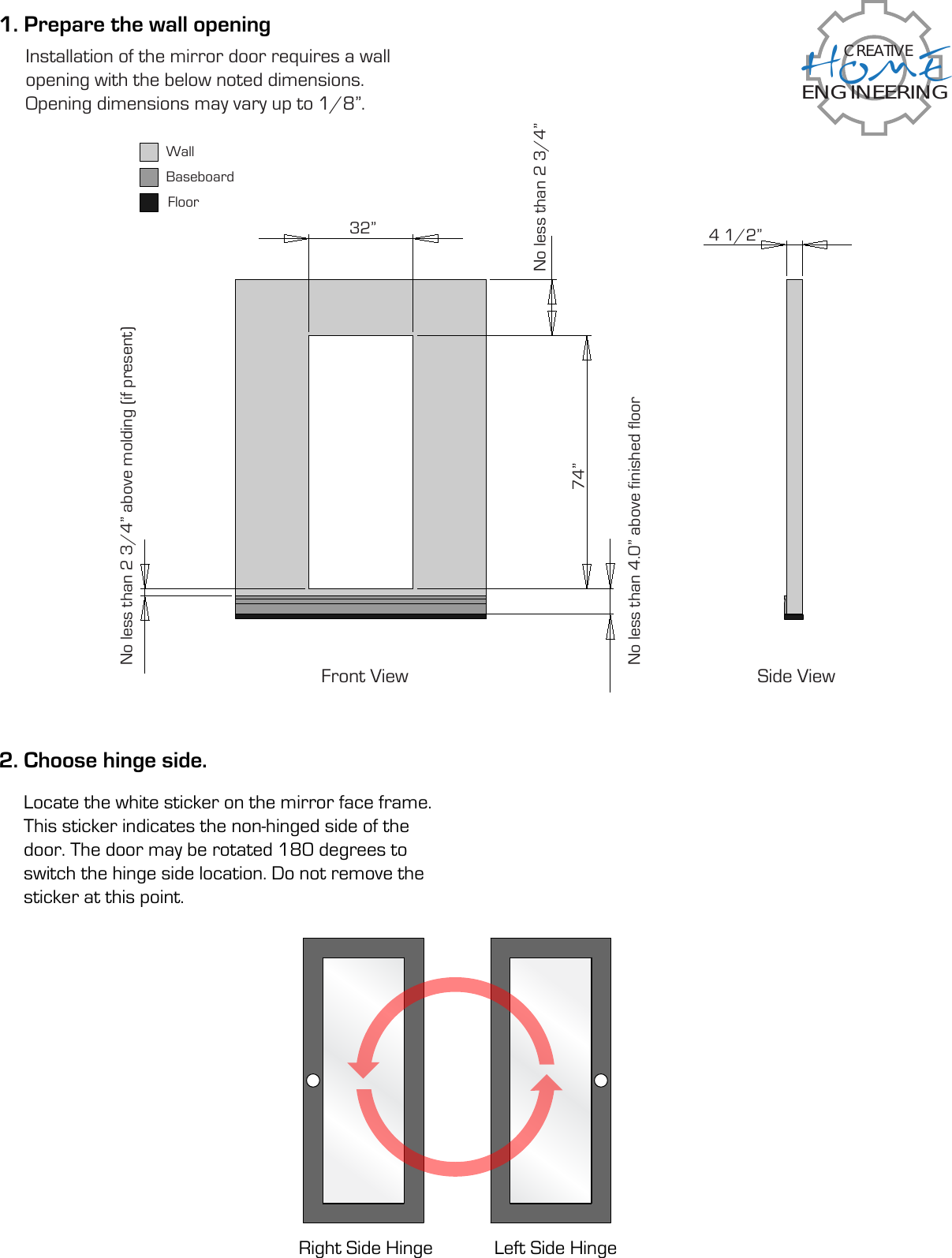 Mirror Inst 1 secret door installation instr