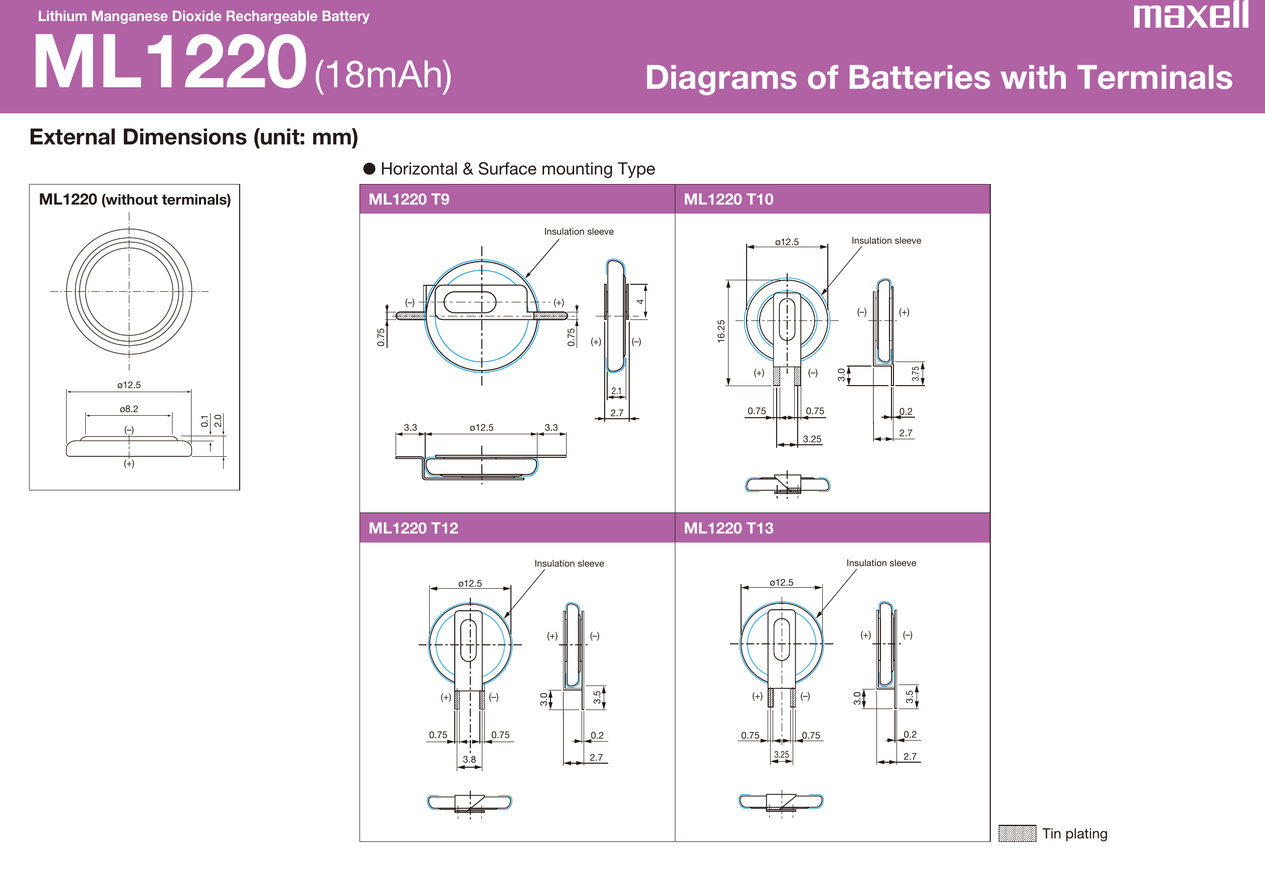 Page 1 of 2 - ML1220 - Datasheet. Www.s-manuals.com. Maxell